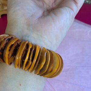 Stacked Round Disc Bracelet in Honey Amber Tones